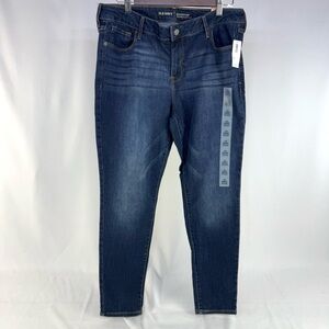 New Old Navy Rockstar mid rise super skinny dark wash jeans size 14 short